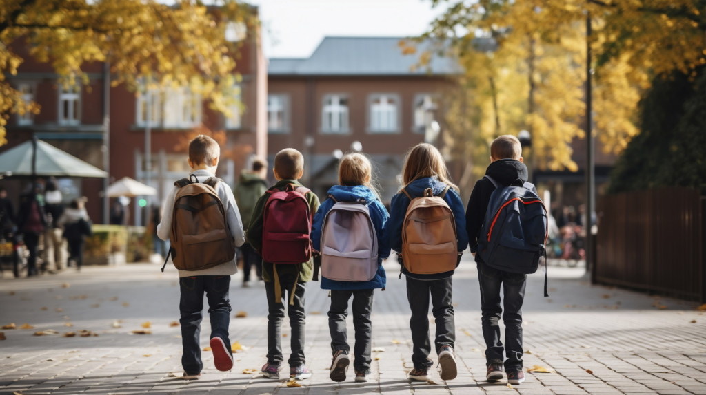 schulkinder auf der straße klein